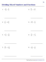 Dividing Mixed Numbers and Fractions