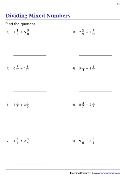 Dividing Mixed Numbers