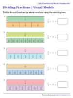 Dividing Fractions Using Visual Models Worksheets