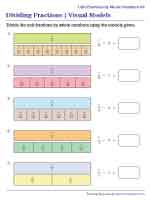 Dividing Fractions Using Visual Models Worksheets