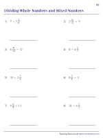 Dividing Whole Numbers and Mixed Numbers