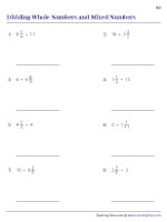 Dividing Mixed Numbers with Whole Numbers | Worksheet #2