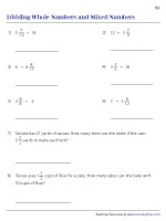 Dividing Whole Numbers and Mixed Numbers - With Word Problems