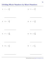 Dividing Whole Numbers by Mixed Numbers | Worksheet #1
