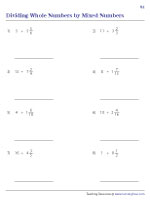 Dividing Whole Numbers by Mixed Numbers