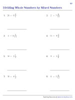 Dividing Whole Numbers by Mixed Numbers | Worksheet #2