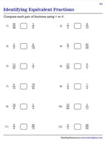 equivalent fractions worksheet with answers pdf Identifying Equivalent Fractions