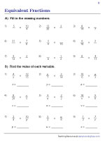 Equivalent Fractions - Missing - Easy