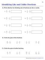 Identifying Like and Unlike Fractions 1