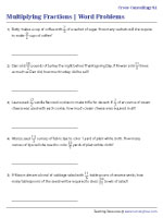 Multiplying Fractions by Cross Cancelling Word Problems - Customary