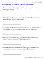 word problems multiply fractions Multiplying Fractions by Cross Cancelling Word Problems - Customary