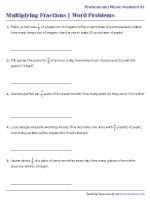 Multiplying Fractions by Whole Numbers Word Problems - Customary