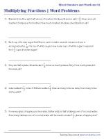 Multiplying Mixed Numbers and Fractions Word Problems - Customary