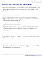 Multiplying Mixed Numbers Word Problems - Customary