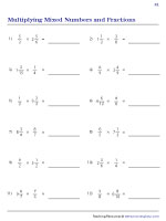 Multiplying Mixed Numbers and Fractions | Worksheet #1