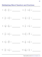Multiplying Mixed Numbers and Fractions | Worksheet #2