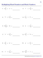 Multiplying Mixed Numbers and Whole Numbers