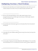 Multiplying Fractions and Mixed Numbers - Word Problems - Customary