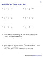 Multiplying Three Fractions with Word Problems