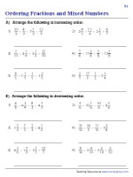 Ordering Fractions and Mixed Numbers