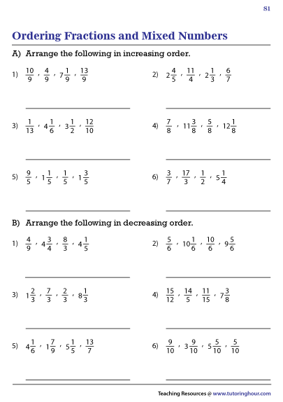 Fractions To Mixed Numbers Worksheet