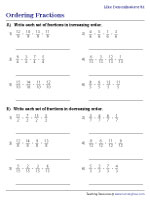 Ordering Fractions with Like Denominators