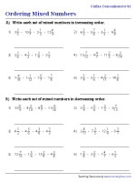 Ordering Mixed Numbers - Different Denominators