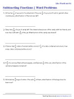 word problems fraction subtraction Subtracting Like Fractions Word Problems - Customary