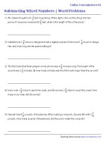 Subtracting Mixed Numbers Word Problems - Different Denominators - Customary