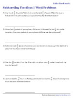 Subtracting Unlike Fractions Word Problems - Customary