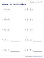 Subtracting Improper Fractions