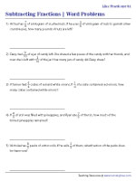 Subtracting Like Fractions Word Problems - Metric