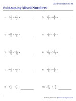 Subtracting Mixed Numbers with Same Denominators