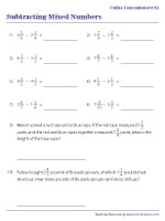 Subtracting Mixed Numbers with Unlike Denominators - With Word Problems