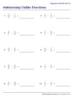 Subtracting Improper Unlike Fractions