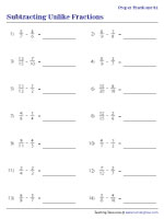 Subtracting Proper Fractions | Worksheet #1