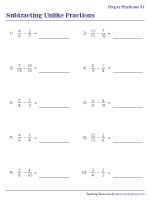 Subtracting Proper Unlike Fractions