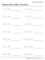 Subtracting Proper Fractions | Worksheet #2