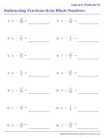 Subtracting Improper Fractions from Whole Numbers