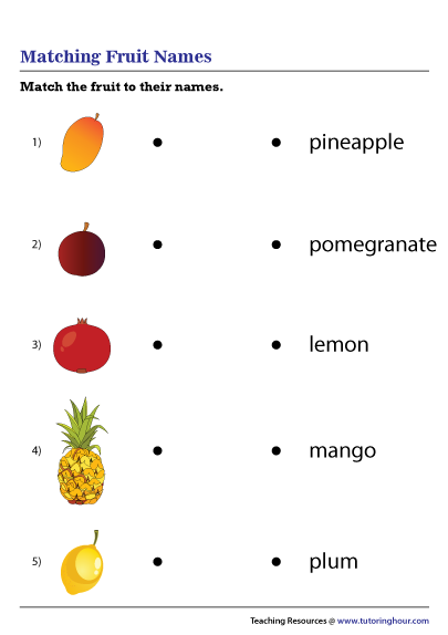 matching fruit names worksheet