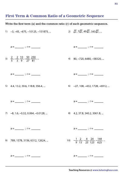 First Term and Common Ratio of a Geometric Sequence