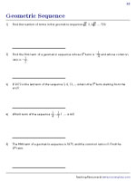 Finding the Missing Parameter of a Geometric Sequence | Worksheet #2