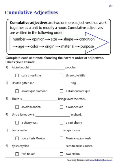 Ordering Adjectives - Cumulative Adjectives