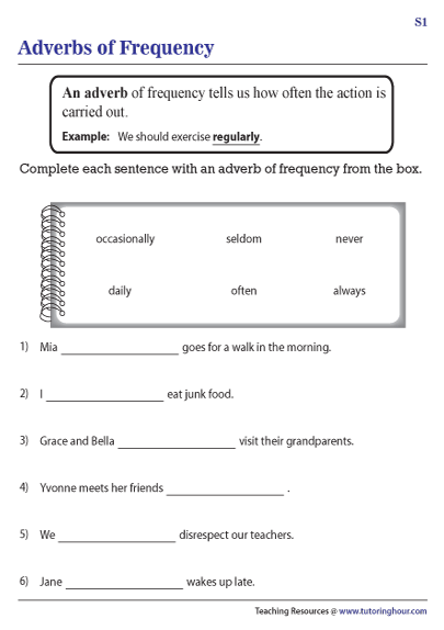 Adverbs Of Frequency Worksheet Grade 2