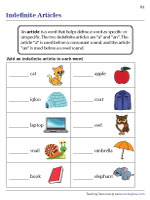 Indefinite Articles - A or An