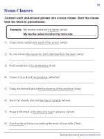 Clause Worksheets Types Of Clauses