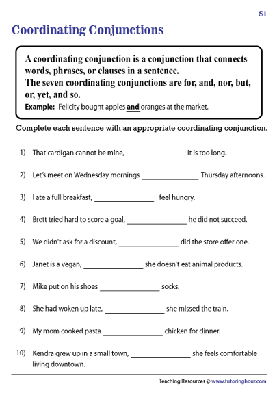 Conjunctions Worksheet K5 Learning Conjunctions Exercises With 