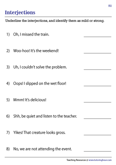 Mild and Strong Interjections