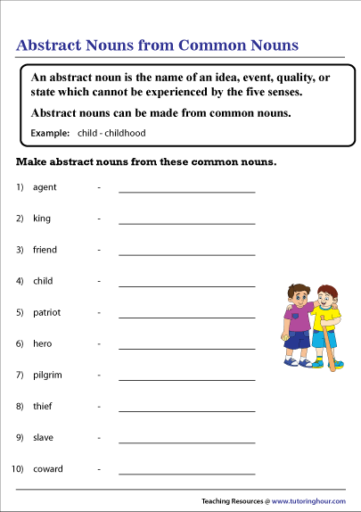 abstract-nouns-from-common-nouns-worksheet