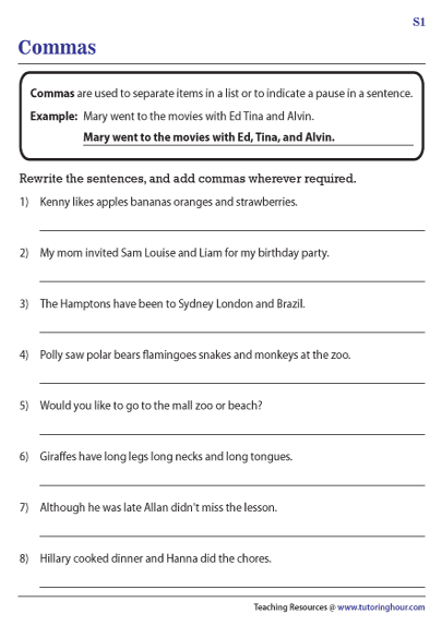 commas-in-a-series-worksheets